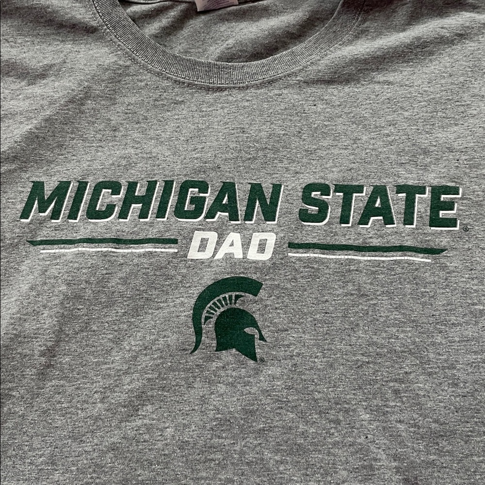 Michigan State Dads Jerzees Gray Dri-Power T-Shirt - Picture 2 of 4